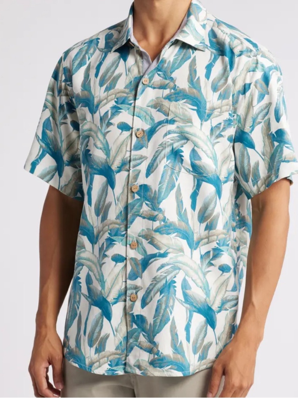 Tommy Bahama Frond Valley Print Silk Short Sleeve Button-Up Shirt Men’s Size M
